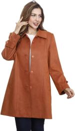 ⁦جاكيت من الشامواه للنساء فيرست مود مقاس 48 لون برتقالي⁩ - الصورة ⁦2⁩