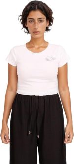 ريفين توب شرطي مطبوع عليه نص جافيك للنساء - ابيض عصري