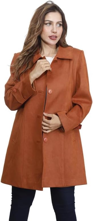 41QZik4kMwL._AC_.jpg جاكيت من الشامواه للنساء فيرست مود مقاس 48 لون برتقالي