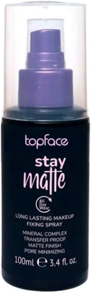 41aeVZ618fL._AC_SL1250_.jpg بخاخ ستاي مات لتثبيت المكياج يدوم طوال اليوم من توب فايس، 100 مل