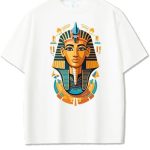 تيشرت من القطن المصري توت عنخ امون/كينج توت/مصري (ابيض 84) مقاس (9-12 سنة)