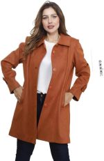 ⁦جاكيت من الشامواه للنساء فيرست مود مقاس 48 لون برتقالي⁩ - الصورة ⁦4⁩