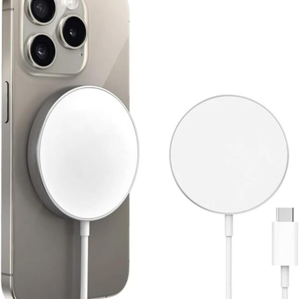 شاحن لاسلكي مغناطيسي متوافق مع آيفون X، Xs، Xr و11 و12 و13 و14 و15 وايربودز برو وايربودز (شبكة الجيل الثاني) وموبايلات الشحن اللاسلكي الأخرى من ذا كوبيديا