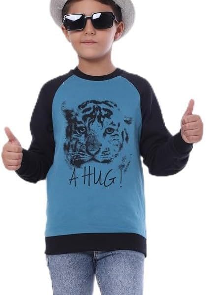 BEBO تي شيرت بأكمام راجلان وطباعة نمر اولادي