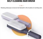 ⁦فرشاة فك تشابك الشعر ذاتية التنظيف للنساء والرجال، فرشاة شعر عضوية بدون سحب، فرشاة احترافية لفك تشابك الشعر المبلل والجاف (أرجواني أو رمادي)⁩ - الصورة ⁦2⁩