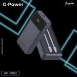 ⁦باور بانك GP-PB012 بشاشة LED 20000 مللي امبير في الساعة من جي باور - 3 منافذ (USB، مايكرو ونوع سي) - 2 كابل مدمجين - شحن سريع 22.5 وات - اسود⁩ - الصورة ⁦5⁩