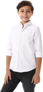 ⁦قميص أوكسفورد عصري بياقة مطوية لأسفل للأولاد من اندورا⁩ - الصورة ⁦2⁩