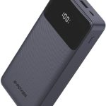 باور بانك GP-PB012 بشاشة LED 20000 مللي امبير في الساعة من جي باور - 3 منافذ (USB، مايكرو ونوع سي) - 2 كابل مدمجين - شحن سريع 22.5 وات - اسود