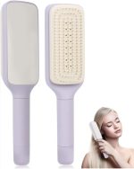 فرشاة فك تشابك الشعر ذاتية التنظيف للنساء والرجال، فرشاة شعر عضوية بدون سحب، فرشاة احترافية لفك تشابك الشعر المبلل والجاف (أرجواني أو رمادي)