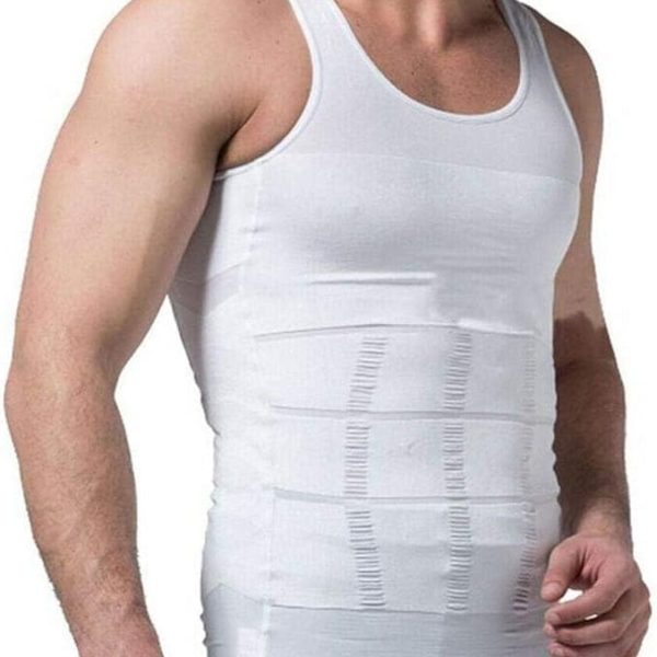 تيشرت داخلي بقصة ضيقة للرجال، تيشرت ضاغط لتشكيل الجسم، فيست للتحكم في البطن، تيشرت خفيف الوزن ومزود بمسامات للتهوية، تيشرت غير مرئي أسفل الملابس بتصميم بدون خياطة للتمارين الرياضية والارتداء اليومي