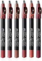 مجموعة أقلام تحديد شفاه مطفية، 6 ألوان، درجات نود ووردي، 6 قطع، مجموعة سي