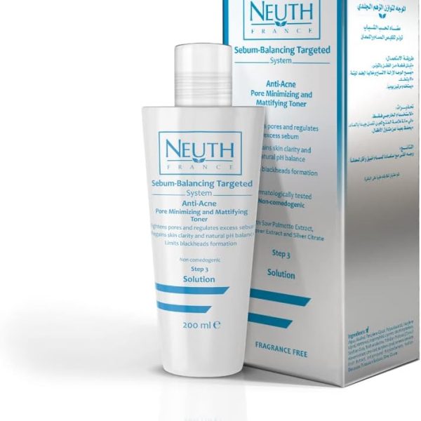تونر مضاد لحب الشباب وتقليل المسام غير لامع من نيوث فرانس (للبشرة المعرضة لحب الشباب)، 200 مل