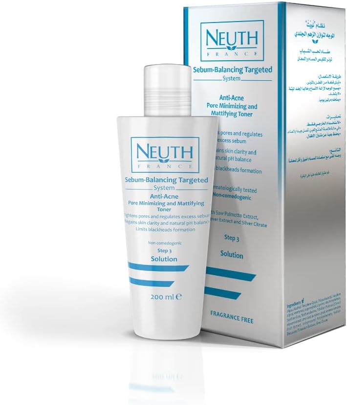 51A64M2hw1L._AC_SL1000_.jpg تونر مضاد لحب الشباب وتقليل المسام غير لامع من نيوث فرانس (للبشرة المعرضة لحب الشباب)، 200 مل