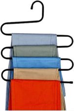 شماعة بنطلونات متعددة لتنظيم الخزانة، مصنوعة من الستانلس ستيل، شكل حرف S، مكونة من 5 طبقات لتعليق الملابس - الوان متعددة 30 cm * 35 cm