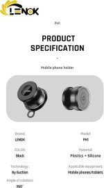 ⁦لينوك حامل موبايل مغناطيسي قابل للتعديل بزاوية 360 درجة مع كوب شفط قابل للتعديل بدون استخدام اليدين للسيارة وصالة الالعاب الرياضية والمرآة وسطح أملس، متوافق مع ايفون واندرويد وجميع الهواتف الذكية.⁩ - الصورة ⁦5⁩