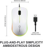 ماوس كمبيوتر سلكي ضوئي FC112 بمنفذ USB مع سهولة النقر للمكتب والمنزل من كولر بلس، 1000 نقطة لكل بوصة، رائع ومحمول، متوافق مع أجهزة ويندوز واللاب توب والكمبيوتر المكتبي والنوت بوك، (أبيض) - الصورة 5