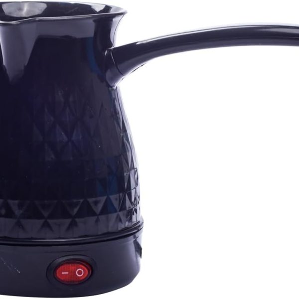 كنكة قهوة تركية كهربائية - 350 وات، سعة 0.5 لتر (5 أكواب)، تسخين سريع مع نظام حماية مزدوج، تصميم عملي للمطبخ والمكتب والرحلات، أسود