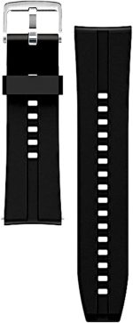 ⁦سوار ساعة ذكية سريع الفك مصنوع من الجلد أو البولي يوريثين المقاوم للحرارة 22 ملم بديل للساعة الذكية قابل للتعديل للرجال والنساء من مايكرو وير (22 ملم، سيليكون أسود)⁩ - الصورة ⁦2⁩
