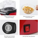 ⁦Electric Popcorn Maker Machine, Red, Hot Air Popper with Measuring Cup, Easy Pour Chute, On/Off Switch, Home Movie Theater Snack Maker⁩ - الصورة ⁦4⁩