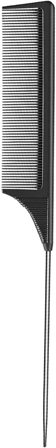 51Ins3C2m2L._AC_SL1500_.jpg مشط شعر لتصفيف وتقسيم الشعر للنساء من هيسكات، مشط بذيل دبوس (أسنان ناعمة باللون الأسود)