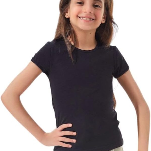 فانلة داخلية نصف كم للبنات - لون أسود، من مسيري