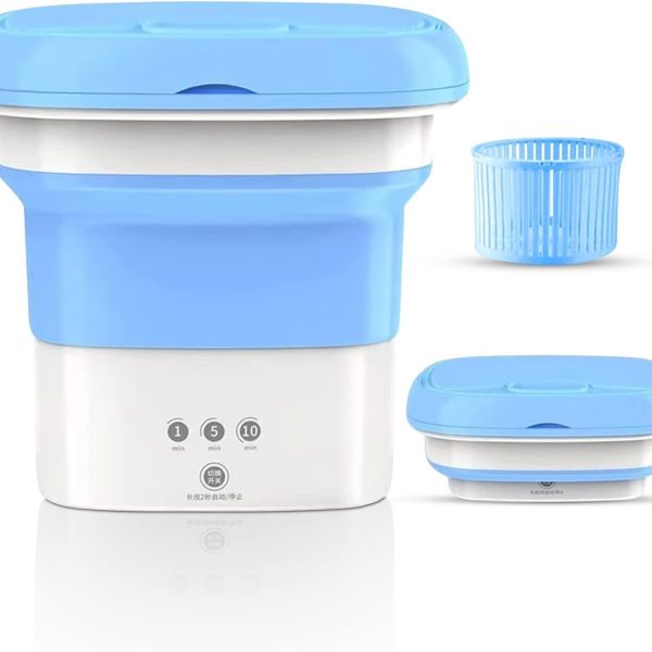 غسالة صغيرة محمولة قابلة للطي من سيستام توربو للملابس الداخلية والجوارب والتيشيرتات مناسبة للغرف الصغيرة والشقق والتخييم والسفر متعدد الألوان