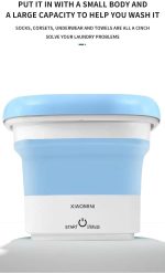 ⁦غسالة صغيرة محمولة قابلة للطي بحوض غسيل للملابس شكل جردل دوار صغير وعملي، تحميل علوي، متعدد الألوان⁩ - الصورة ⁦6⁩