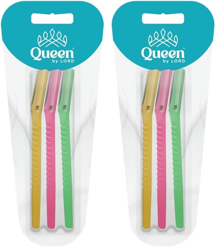 51K7CEDhZL._AC_.jpg ماكينة تشذيب الحواجب ومزيل شعر الوجه من كوين باي لورد، 3 قطع، عبوة من قطعتين