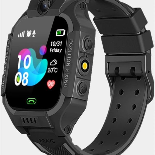 ساعه سمارت للاطفال امكانيه تحديد موقع الطفل وكاميرا لأكثر امان تعمل باللمس مقاومه للمياه وضع شريحه اتصال لاجراء المكالمات مزود بكشاف للطوارئ .اسود