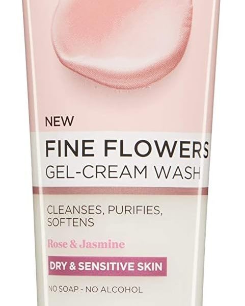 غسول جل كريم فاين فلاورز، ينظف وينقي وينعم البشرة، مناسب للبشرة الجافة والحساسة، بالورد والياسمين من لوريال باريس، 150 ملليلتر