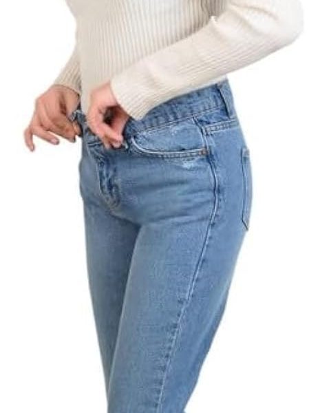 بنطلون جينز خامة قطن للبنات بارجل مستقيمة