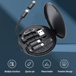 Yesimla USB C Adapter OTG Cable Kit, Multi Charging Cable Case Convertor USB C to iOS Device/Type C/Micro/USB A Adapter, Data Transfer Contains Card Slot for Traveling, Use as Phone Holder (Black) - الصورة 2