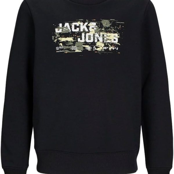 سويت شيرت برقبة دائرية ضيقة وشعار العلامة التجارية مناسب للأماكن الخارجية للأولاد الصغار من جاك اند جونز