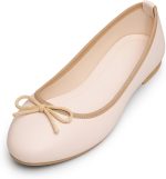 ⁦OG حذاء باليرينا مسطح كلاسيكي - مظهر جلد حاصل على براءة اختراع مع تفاصيل فيونكة⁩ - الصورة ⁦2⁩