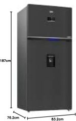 ⁦BEKO 650 Liter Refrigerator Net 630 Liter Nufrost Digital Touch - Faucet - Dark Stainless RDNE650E60ZXR⁩ - الصورة ⁦5⁩