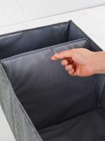 ⁦صندوق تخزين الملابس، سلة طبقات قطعة أثرية إيجابية، قماش مقسم، صندوق تخزين بسعة كبيرة قابل للطي - رمادي⁩ - الصورة ⁦3⁩