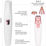 ⁦ماكينة تقليم الحواجب وإزالة شعر الوجه - جهاز حلاقة 2 في 1 للنساء، بتصميم أحمر شفاه لتناسب الوجه والجسم، مؤشر طاقة، جهاز محمول وسريع الاستخدام لجميع المناسبات، طراز HX-202⁩ - الصورة ⁦2⁩