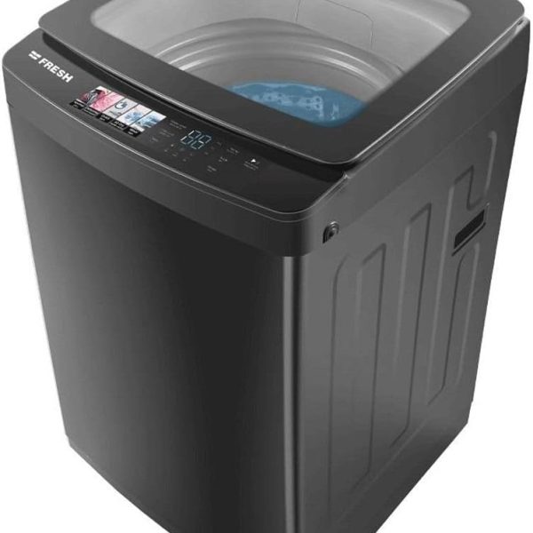 غسالة ملابس فريش تحميل علوى 8 كجم - فضي جسم معدن باب زجاج هيدرولك تعمل بالذكاء الاصطناعي