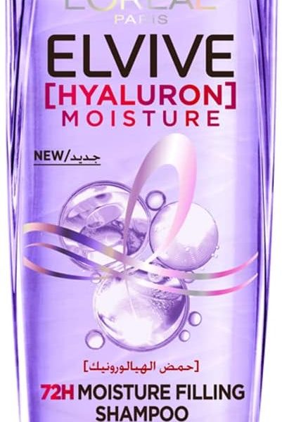 شامبو الفيف هيالرون مرطب ومملئ من لوريال باريس لترطيب يدوم حتى 72 ساعة مع حمض الهيالورونيك، بحجم 400 مل