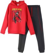 ⁦سويت شيرت بغطاء للراس وبنطلون من الصوف القطني بطبعة مارفل سبايدرمان للاولاد⁩ - الصورة ⁦2⁩