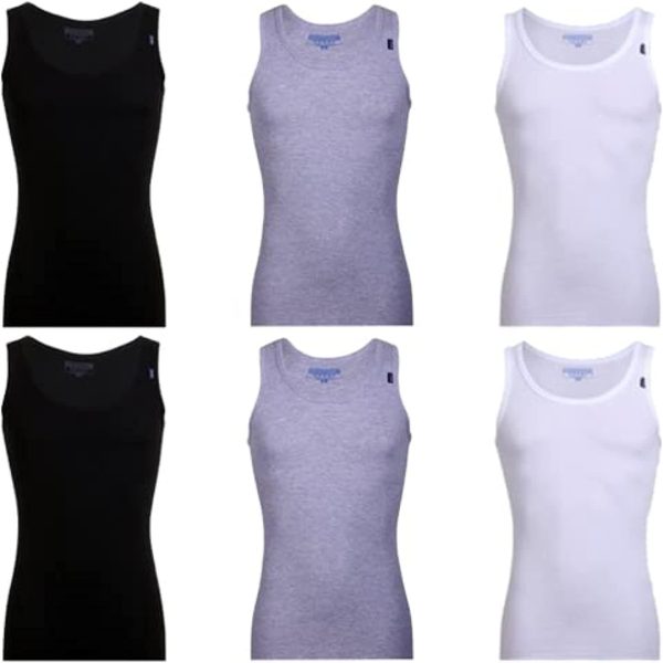 طقم فانلات بدون أكمام من قطونيل، 6 قطع، متعدد الألوان