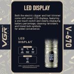 ⁦ماكينة حلاقة الشعر وتشذيب اللحية للرجال، بطارية قابلة لإعادة الشحن، غطاء معدني، شحن USB، قفل للسفر، فرشاة تنظيف وزيت تشحيم - V-670⁩ - الصورة ⁦4⁩