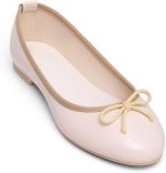 OG حذاء باليرينا مسطح كلاسيكي - مظهر جلد حاصل على براءة اختراع مع تفاصيل فيونكة