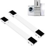 حامل قاعدة متحرك مانع للانزلاق مع قفل بطول قابل للتعديل متعدد الوظائف للمجفف والغسالة والثلاجة والخزانة والاريكة وما الي ذلك من دايوان، معدن، فضي