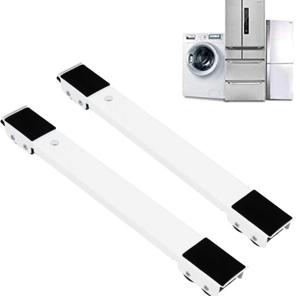 حامل قاعدة متحرك مانع للانزلاق مع قفل بطول قابل للتعديل متعدد الوظائف للمجفف والغسالة والثلاجة والخزانة والاريكة وما الي ذلك من دايوان، معدن، فضي