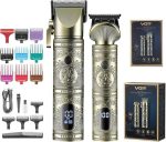 ماكينة حلاقة الشعر وتشذيب اللحية للرجال، بطارية قابلة لإعادة الشحن، غطاء معدني، شحن USB، قفل للسفر، فرشاة تنظيف وزيت تشحيم - V-670