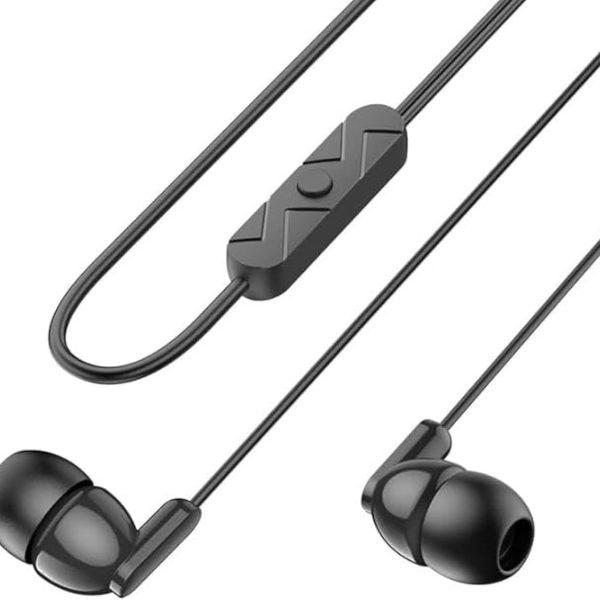 سماعات أذن سلكية قوية G-Power GP005 مزودة بميكروفون وزر تحكم متعدد الوظائف، رائعة لتشغيل الموسيقى وإجراء المكالمات، متوافقة مع الهواتف الشائعة، 1.2 متر - أسود