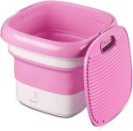 JYDQT Portable Pink Mini Washer, Top Load, High Efficiency, 0.8kg Capacity, Fully Automatic, 3 Programs, Lightweight & Portable