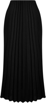 ⁦Trendyol Womens Black Pleated Knitted Long Skirt TCTSS24EE00005 Hijab Skirt⁩ - الصورة ⁦8⁩