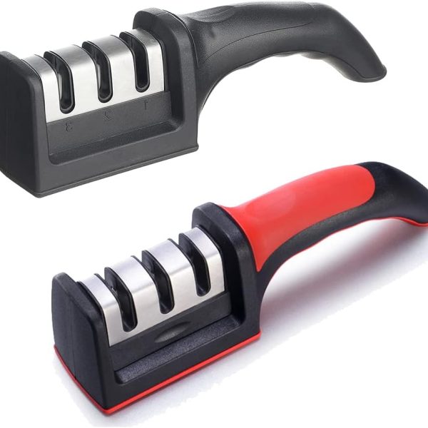 مسن سكاكين مطبخ قابل للتعديل 4 في 1 سكاكين يدوية ومبراة مقص وشفرات احترافية، أداة شحذ حجرية